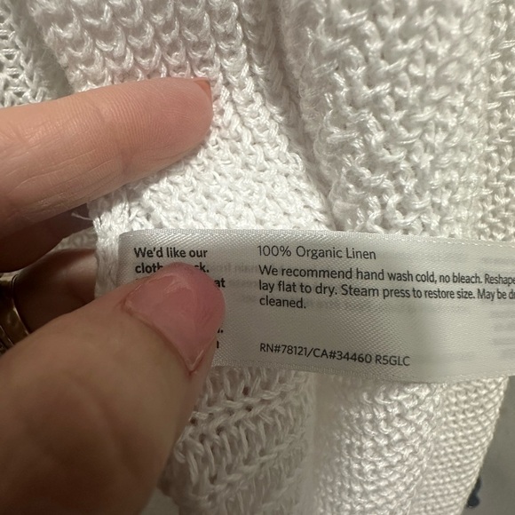 Eileen Fisher White Cardigan Waterfall Front 100% Organic Linen Size Small NWOT - Picture 4 of 4
